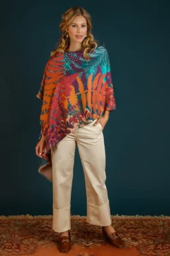 Powder UK Scarves & Wraps|Luxurious Teal Forest Foliage Scarf