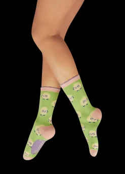 Powder UK Socks|Marshmallow Sheep Mint Green Ankle Sock