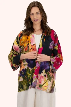Powder UK Robes, Nightgowns & Dresses|Midnight Posy Mid-Length Kimono