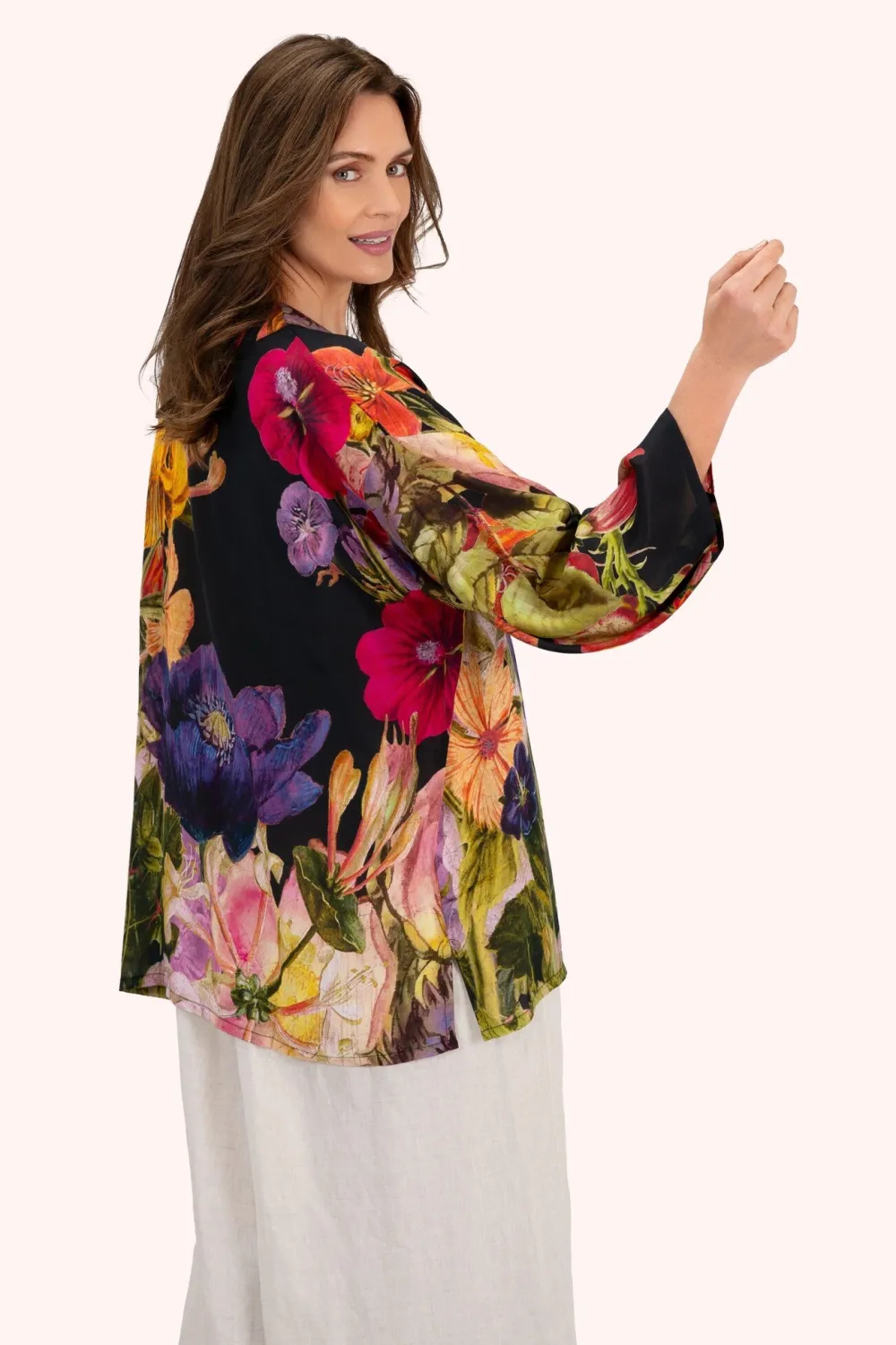 Powder UK Robes, Nightgowns & Dresses|Midnight Posy Mid-Length Kimono