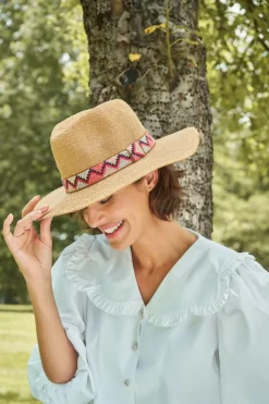 Powder UK Hats|Natasha Hat Coral with Zig Zag Band