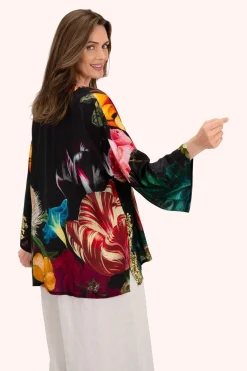 Powder UK Robes, Nightgowns & Dresses|Opulant Florals, Chocolate Mid-Length Kimono