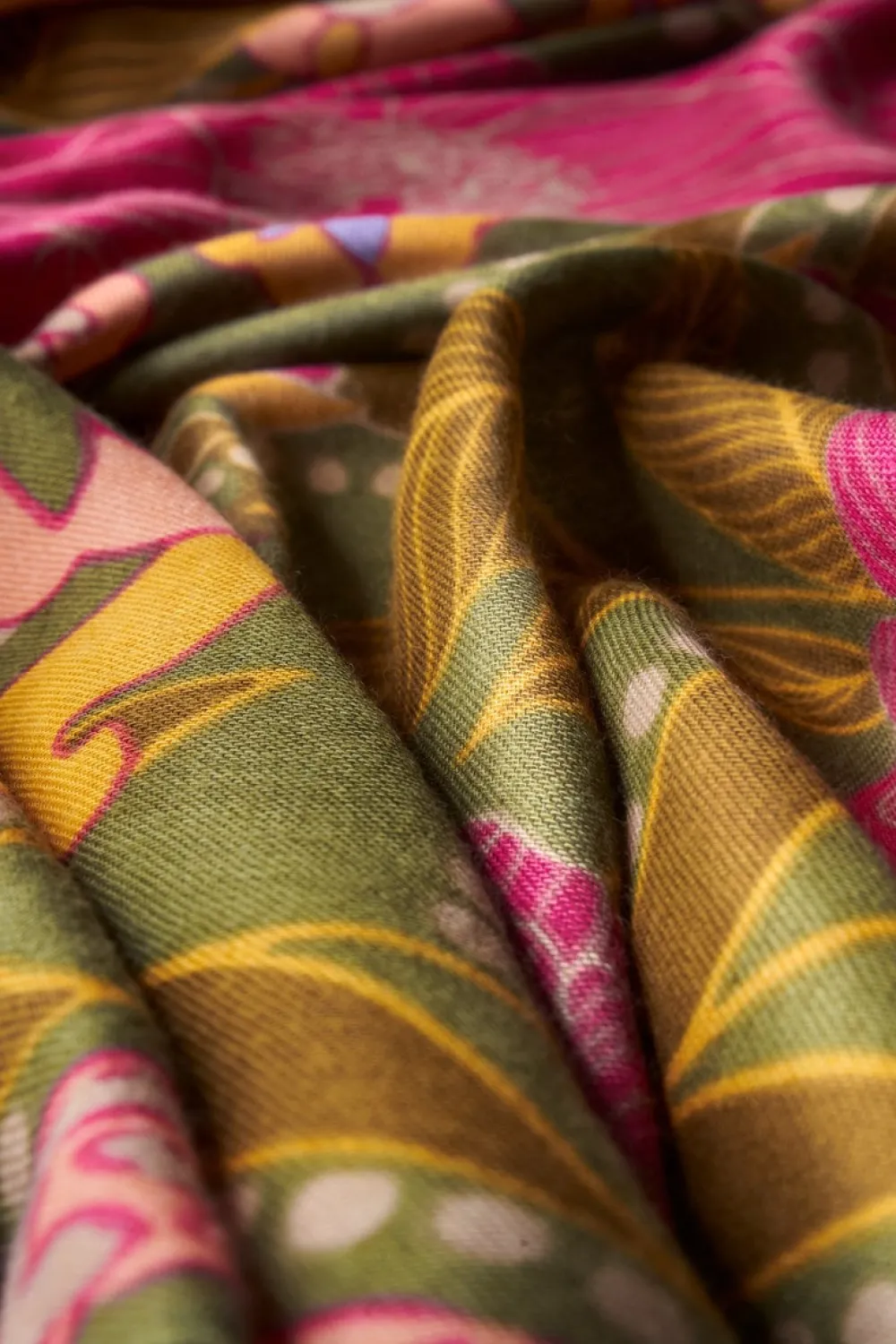 Powder UK Scarves & Wraps|Printed Folk Floral Roses Scarf (Olive)