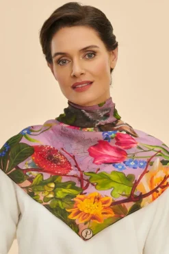 Powder UK Scarves & Wraps|Silk Whimsical Woodland Scarf (Lilac)