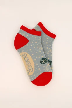 Powder UK Socks|Winters Night Women's Trainer Socks (Pale Blue)