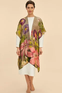 Powder UK Scarves & Wraps|Wool Wraparound Oversized Botanicals (Slate)