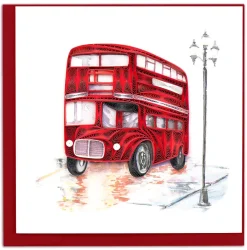 Greeting Cards|Red Double-Decker Bus Quilled Greeting Card