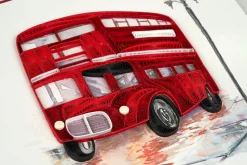 Greeting Cards|Red Double-Decker Bus Quilled Greeting Card
