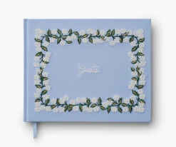 Rifle Paper Co. Journals & Other Stationery|Hydrangea Embroidered Fabric Guest Book