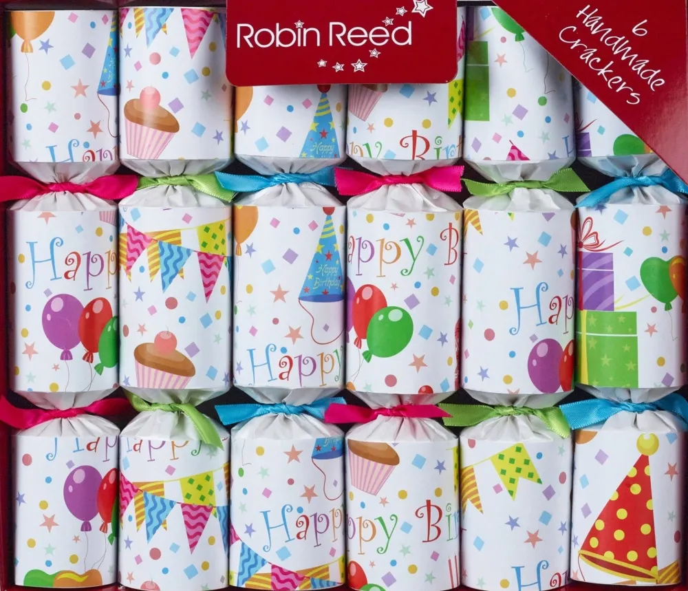 Robin Reed Children's Tabletop|Happy Birthday Party Crackers (Box of 6)