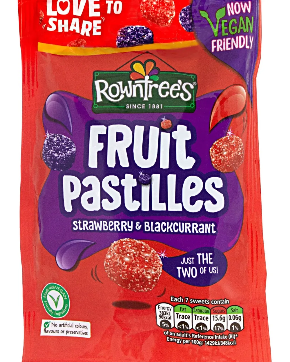 Sweets|Rowntree's Fruit Pastilles Strawberry & Blackcurrant Sharing Pouch