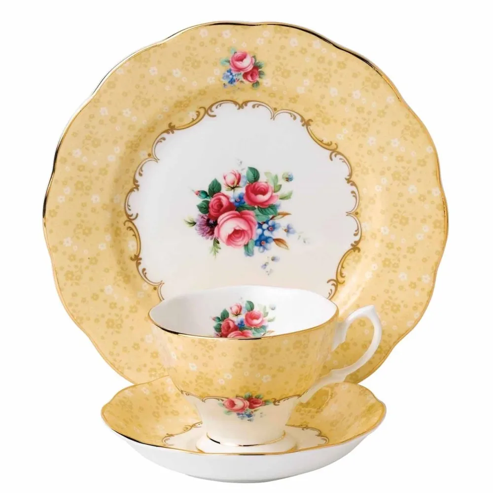 Royal Albert Tea Plates|Tea Sets|100 Years of 1990 Bouquet Teacup, Saucer & Plate Set