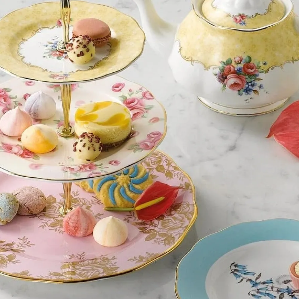 Royal Albert Serving Plates|100 Years of 3 Tier Cake Stand (Bouquet, Rose Blush & Golden Rose)