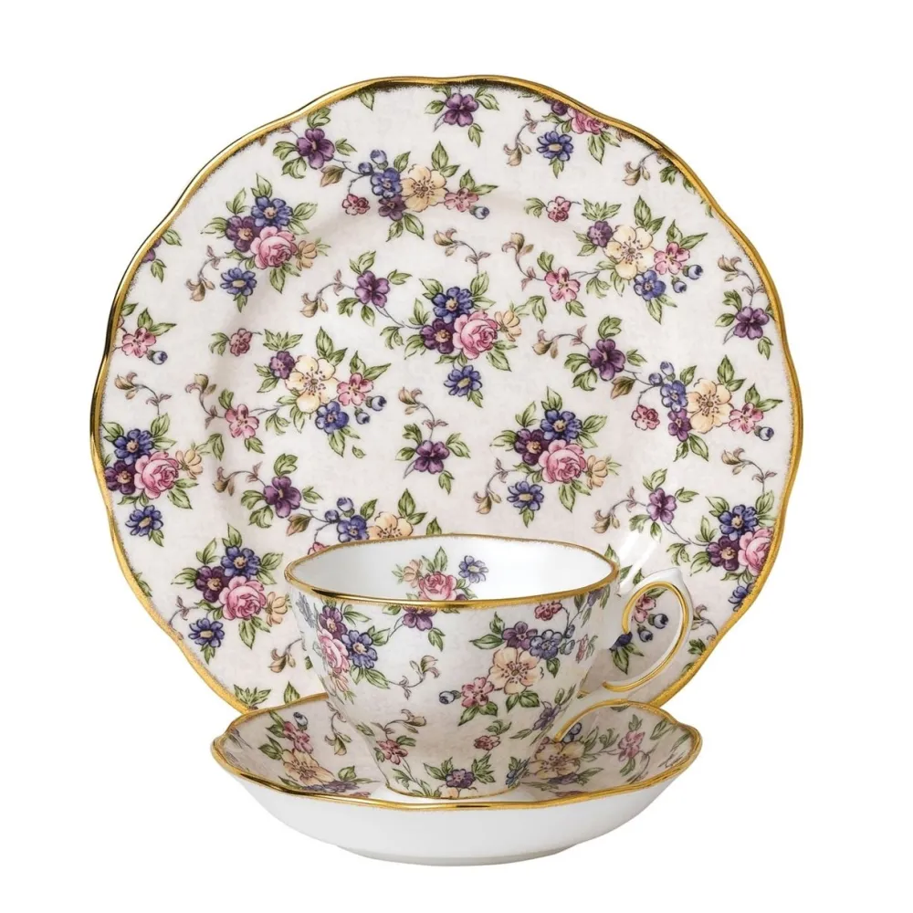 Royal Albert Tea Plates|Teacups & Saucers|100 Years of 1940 English Chintz Teacup, Saucer & Plate