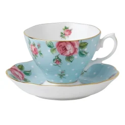 Royal Albert Teacups & Saucers|Polka Dot Blue Teacup & Saucer