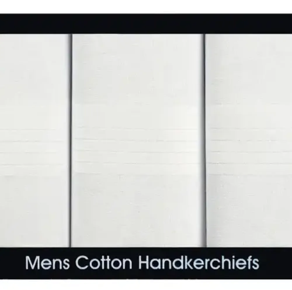 Handkerchiefs|Samuel Lamont Men's 3 White Satin Border Handkerchiefs