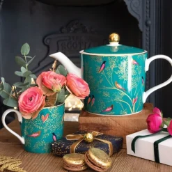 Sara Miller London Teapots|Sara Miller Chelsea Collection Green Birds Teapot