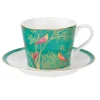 Sara Miller London Teacups & Saucers|Sara Miller Chelsea Collection Green Birds Teacup & Saucer