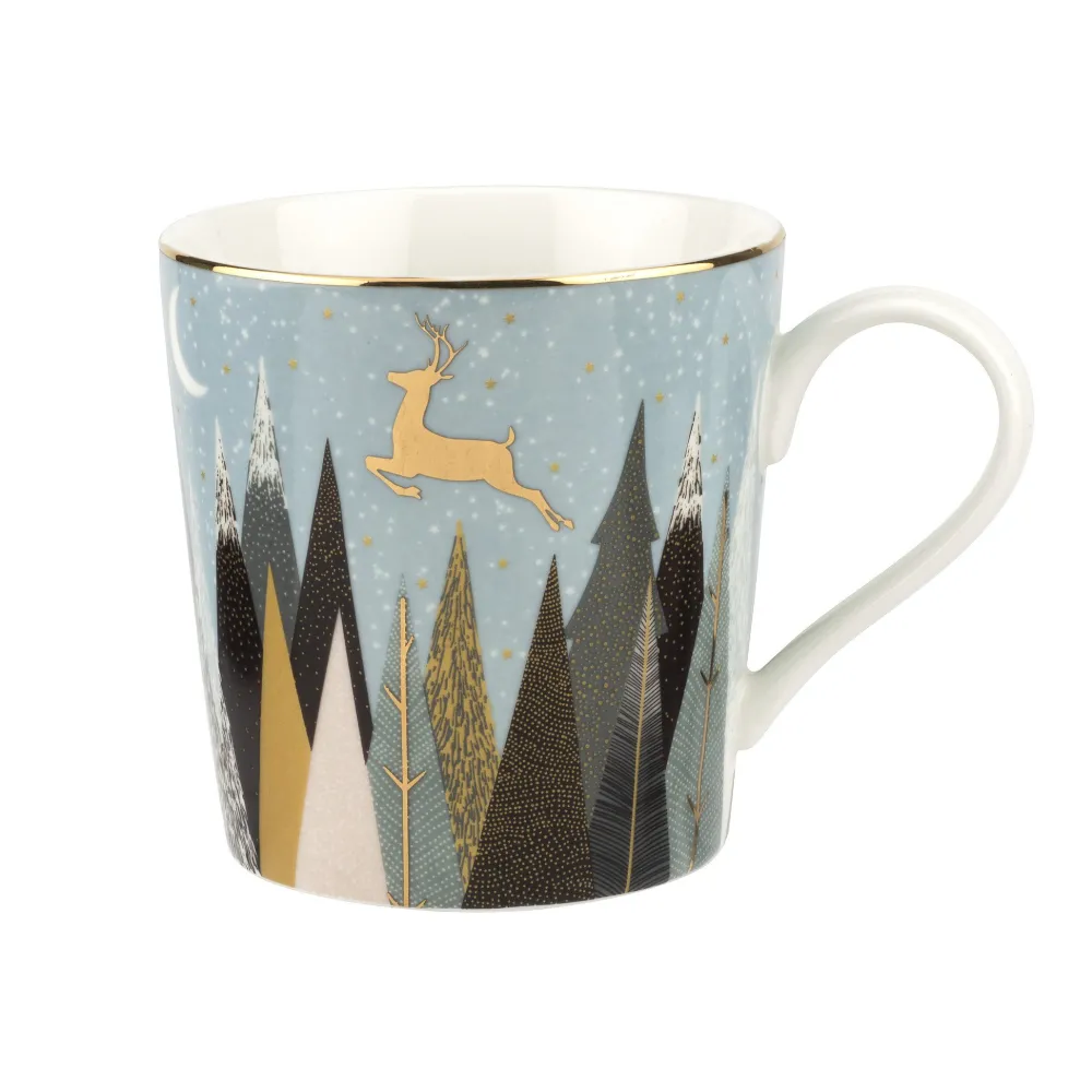 Sara Miller London Assorted Mugs|Sara Miller Frosted Pines Mug (Reindeer)