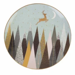 Sara Miller London Tea Plates|Sara Miller Frosted Pines Dessert Plate (Reindeer)