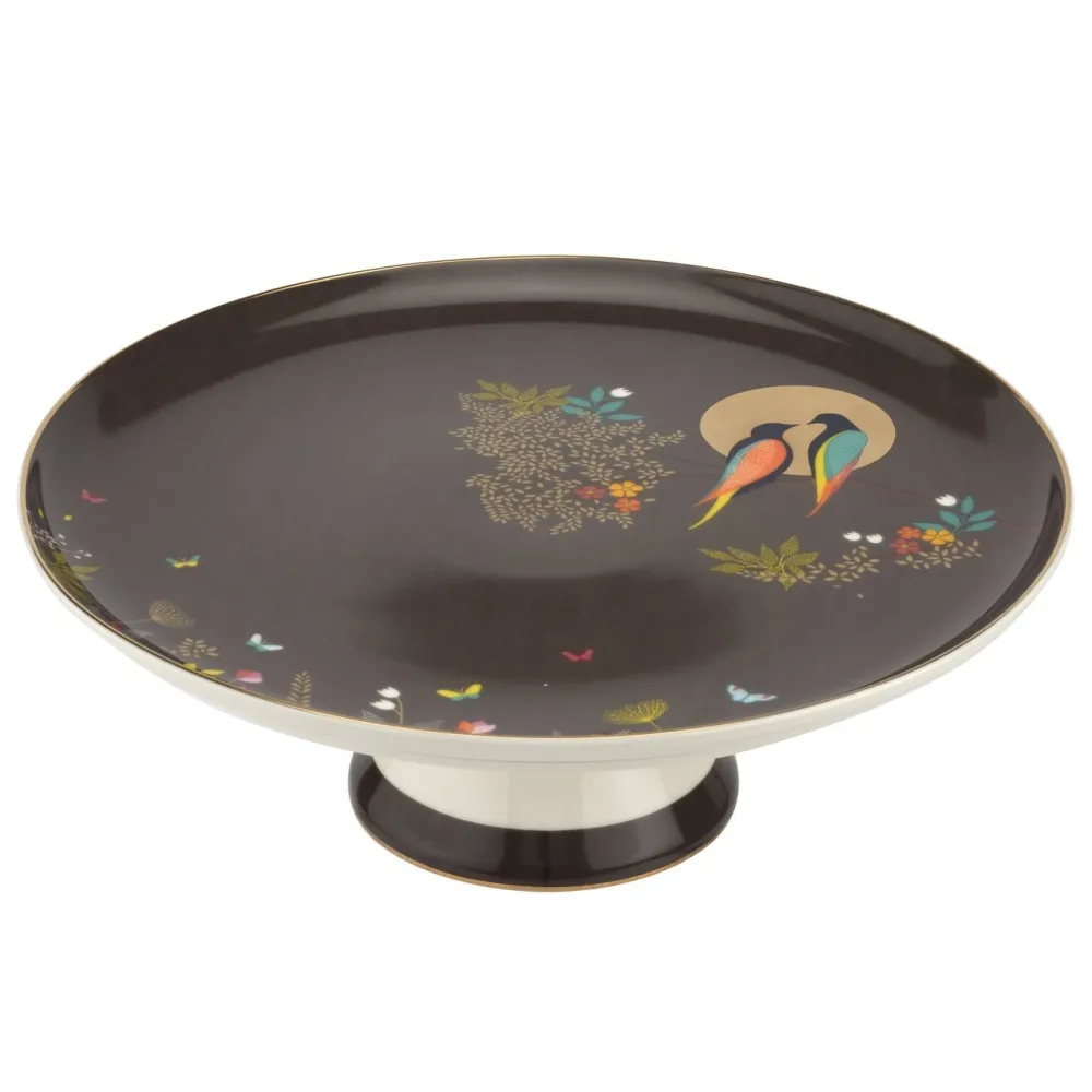 Sara Miller London Serving Plates|Sara Miller Chelsea Collection Dark Grey Footed Cake Plate