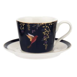 Sara Miller London Teacups & Saucers|Sara Miller Chelsea Collection Navy Birds Teacup & Saucer