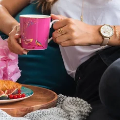 Sara Miller London Assorted Mugs|Sara Miller Chelsea Collection Pink Birds Mug