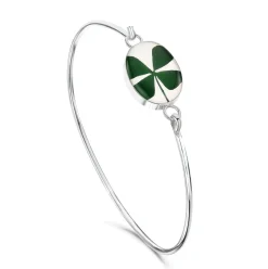 Shrieking Violet Bracelets & Bangles|Four Leaf Clover Oval Silver Bangle