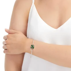 Shrieking Violet Bracelets & Bangles|Four Leaf Clover Oval Silver Bangle