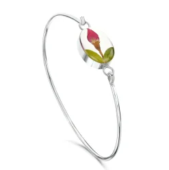 Shrieking Violet Bracelets & Bangles|Rose Bud Oval Silver Bangle