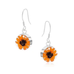 Shrieking Violet Earrings|Sunflower Round Silver Drop Earrings