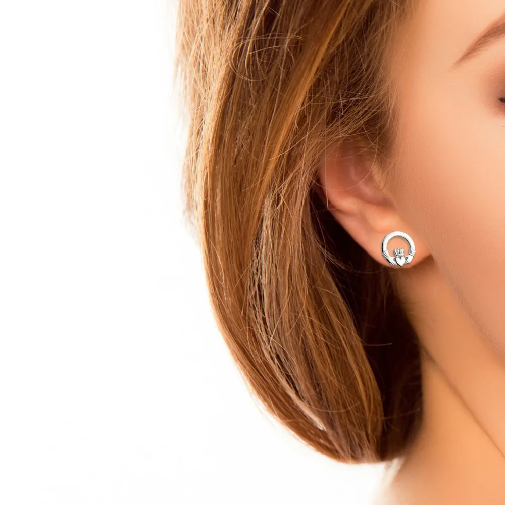 Solvar Earrings|Claddagh Silver Stud Earrings