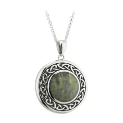 Solvar Necklaces & Pendants|Connemara Marble Round Celtic Pendant Necklace