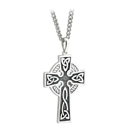 Solvar Necklaces & Pendants|Mens Double Sided Oxidised Silver Celtic Cross Pendant Necklace