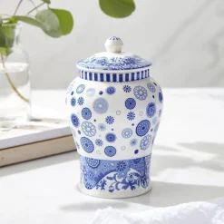 Spode Vases|Blue Italian Brocato Mini Vase