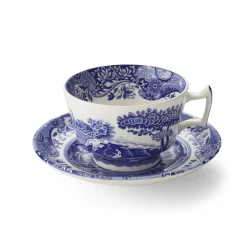 Spode Teacups & Saucers|Blue Italian Teacup & Saucer