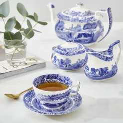 Spode Teacups & Saucers|Blue Italian Teacup & Saucer