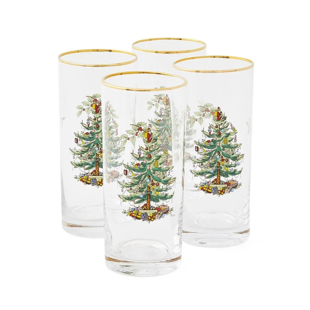 Spode Glasses & Steins|Christmas Tree Highball Glasses Set