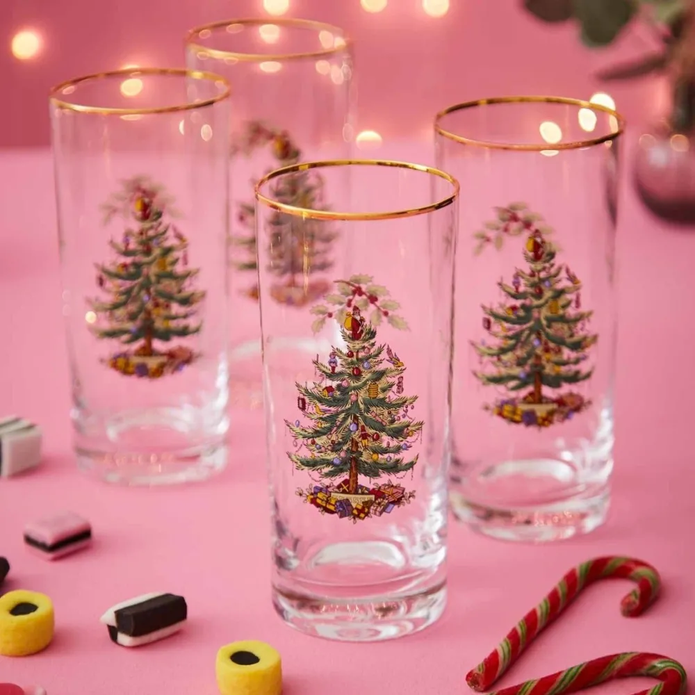 Spode Glasses & Steins|Christmas Tree Highball Glasses Set