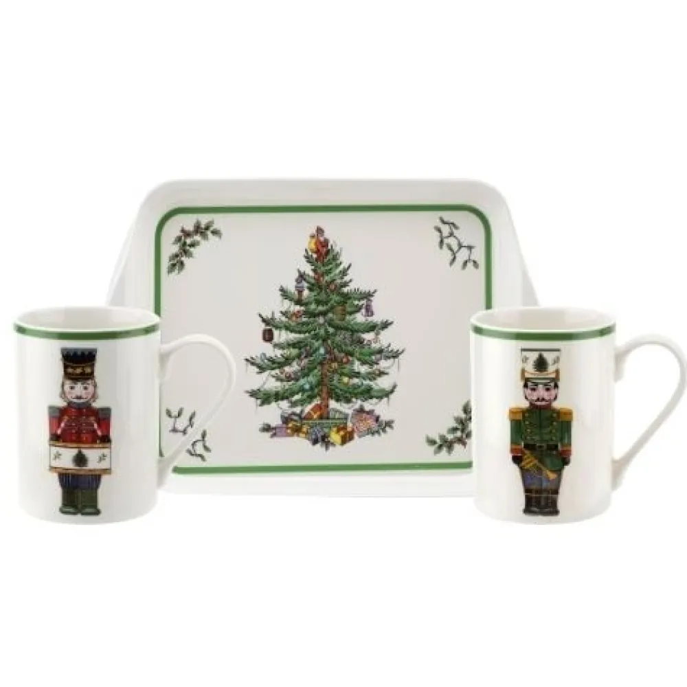 Spode Trays|Christmas Tree Nutcracker Mugs & Tray Set