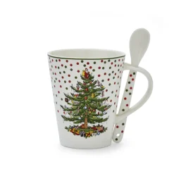 Spode Assorted Mugs|Christmas Tree Polka Dot Mug & Spoon Set