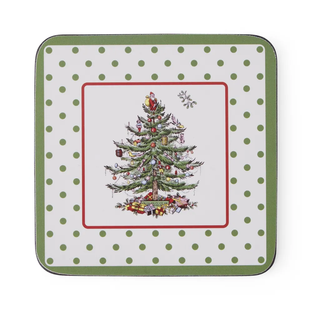 Spode Assorted Mugs|Christmas Tree Polka Dot 5 Piece Mug & Tin Set