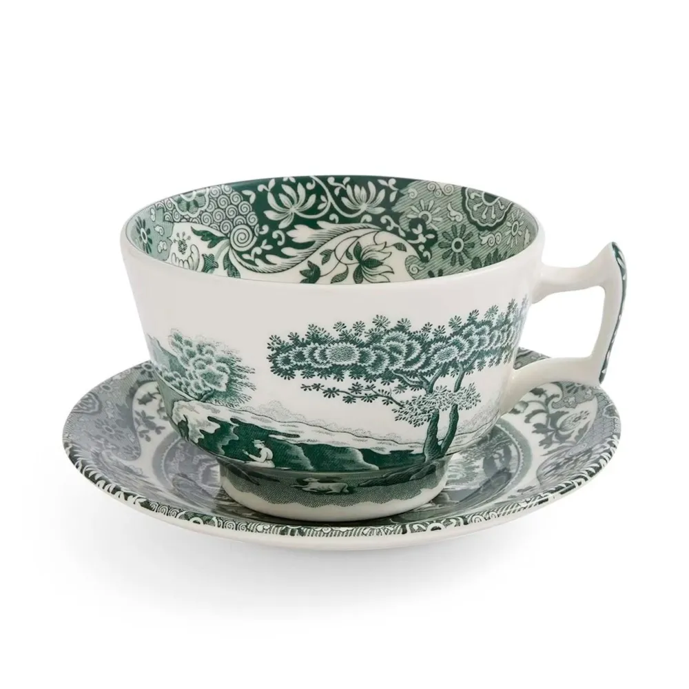 Spode Teacups & Saucers|Green Italian Breakfast Cup & Saucer