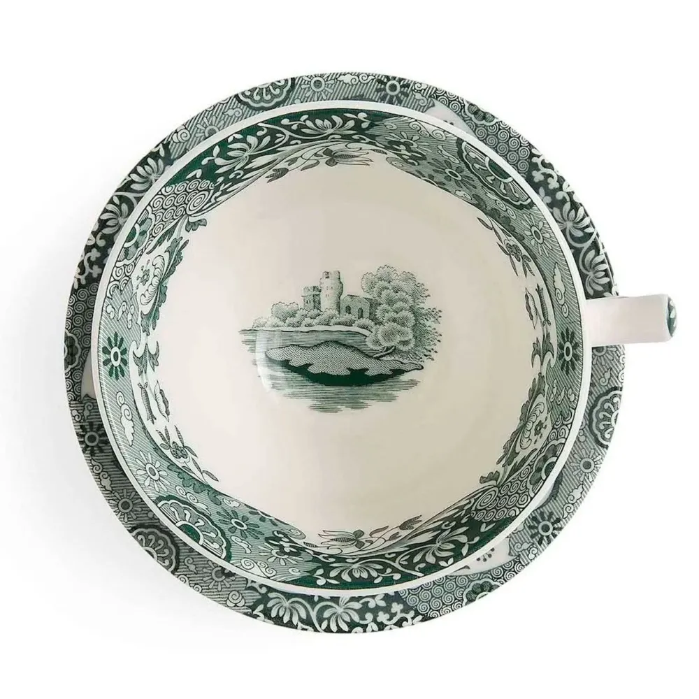 Spode Teacups & Saucers|Green Italian Breakfast Cup & Saucer