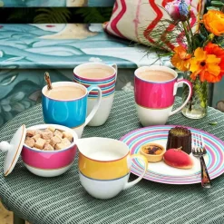 Spode Creamers & Sugar Bowls|Kit Kemp Calypso Pink Covered Sugar Bowl