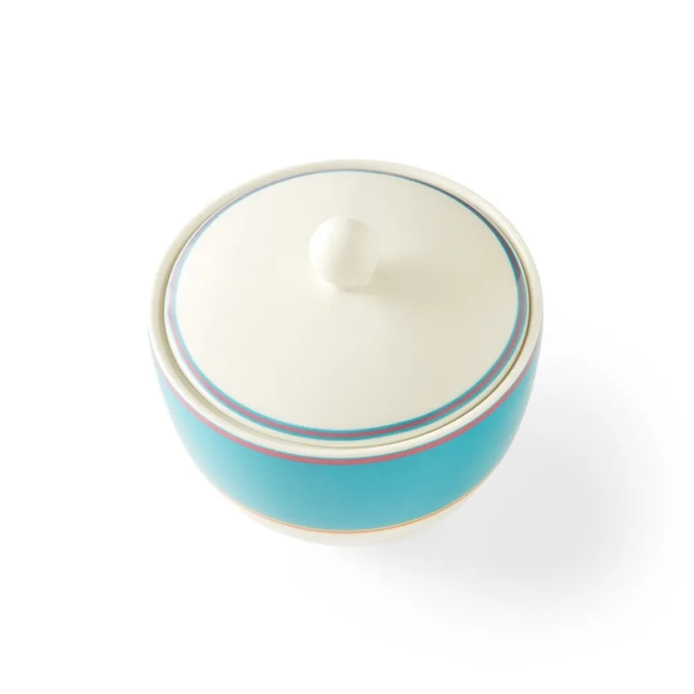 Spode Creamers & Sugar Bowls|Kit Kemp Calypso Turquoise Covered Sugar Bowl