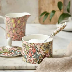 Spode Creamers & Sugar Bowls|Morris & Co. Golden Lily Sugar Bowl with Lid
