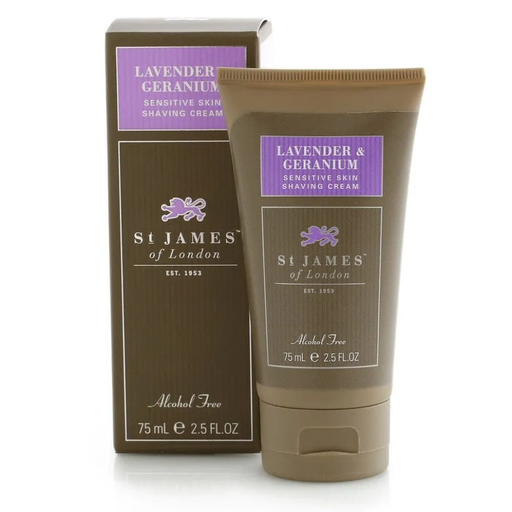 St. James of London Shaving Soaps & Cream|Lavender & Geranium Shave Cream Travel Tube