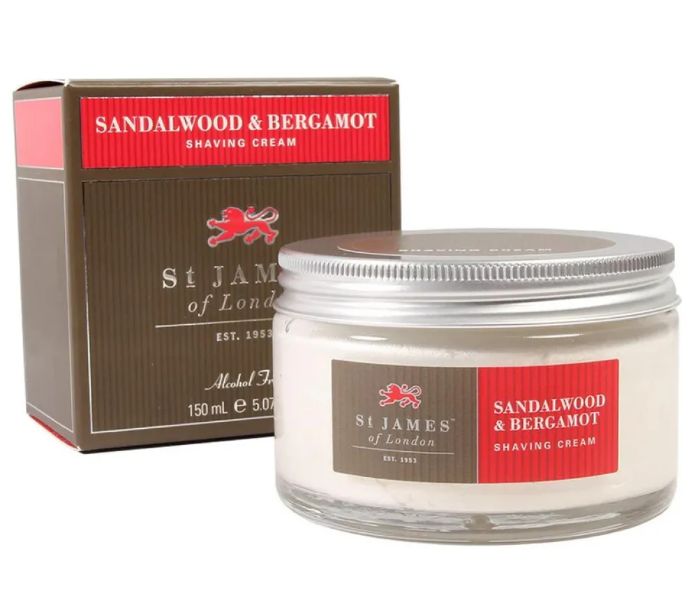 St. James of London Shaving Soaps & Cream|Sandalwood & Bergamot Shaving Cream Jar