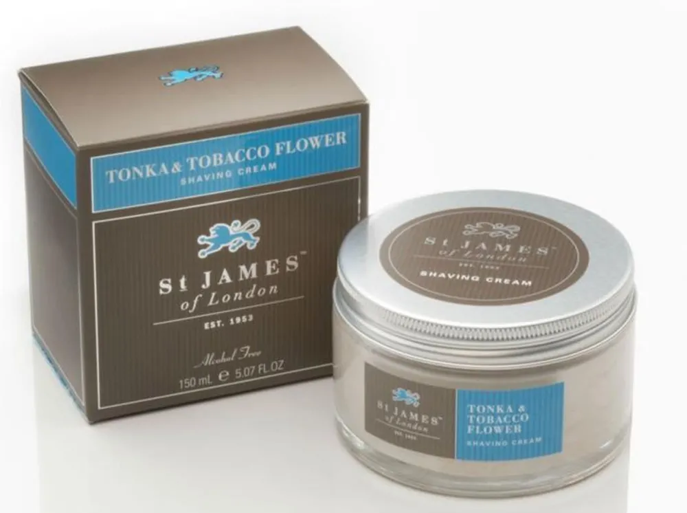 St. James of London Shaving Soaps & Cream|Tonka & Tobacco Flower Shave Cream Jar